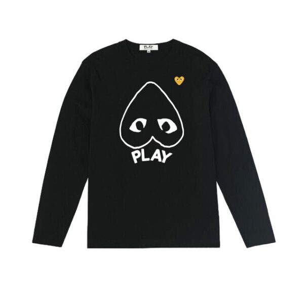 CDG Men Yellow Heart Logo Black Sweatshirt