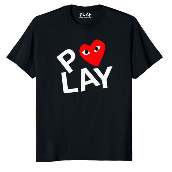 CDG T-Shirt Black Double Heart Screenprint Black