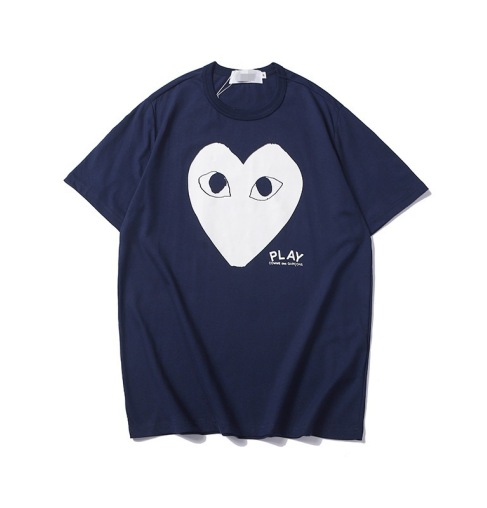 Cdg Whit Heart Navy Blue Shirt